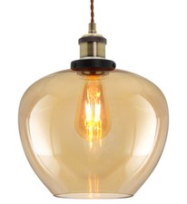 Vintage Smoked Gold Glass Shade Chandelier Pendant Ceiling Hanging Retro Lights