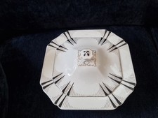 Hughes Longport art deco lidded vegetable dish black & white gold great cond