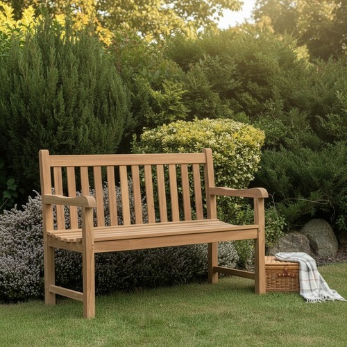 Teak garden bench straight - garden,