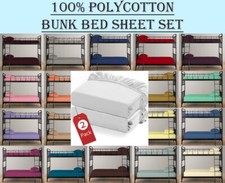 Pack of 2 Percale Bunk Bed Fitted Sheet (76cmx190cm) Bunk Bed Size 25cm Sheet