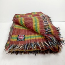 Vintage Dartington Hall 100% Pure New Wool Blanket Throw Striped 54"x60" UK Made
