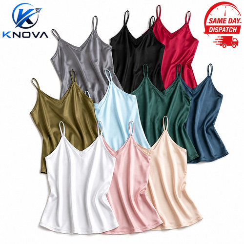 Women satin silk tank - satin, tops