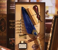 Blue Quill Pen and Ink Set