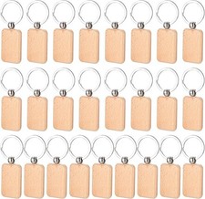 25 Pcs Wood Keyrings, Round