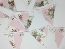 Laura Ashley Isabelle Chintz Candy Pink/White Stripe Roses Bunting 10 Flags