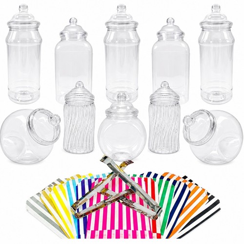 Assorted plastic sweet jars - assorted,