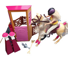 Barbie Jumping Tawny Horse Playset – Doll, Horse & Stable – Not Complete