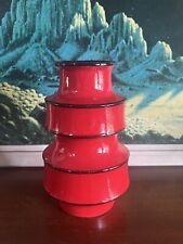 West German Scheurich Red ceramic vase, Bauhaus style 1960 Fat Lava Space Age