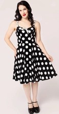 Hell Bunny Delores Black & White Polka Dot 50s Style Dress BNWT
