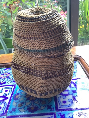 Vintage african lidded basket