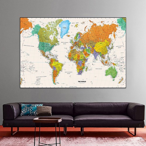 World political map poster - map,