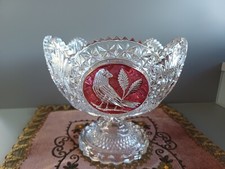 Hofbauer Red Bird Vase Bowl Bonboniere