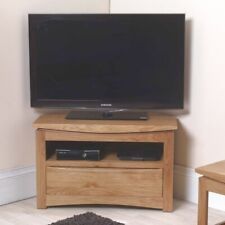 Corner Tv Stand Unit With Drawer Solid Wood Living Room Furniture - Crescent Oak
