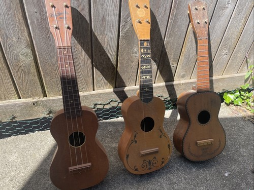 Three vintage ukuleles need - three,