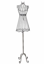 Tailor's dummy clothes rack white metal bust vintage mannequin antique