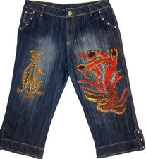 Christian Audigier Capri Jean Women 32" Waist x 27" Length Sparkles