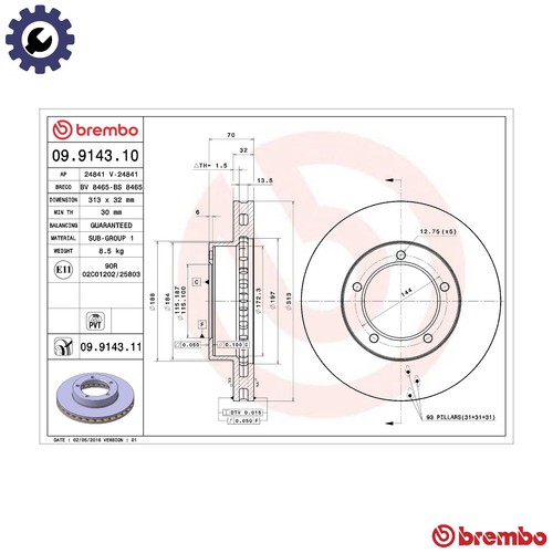 Brake disc 9143 - 2x, for