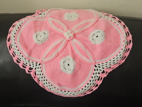 Pink crochet doily shabby chic - crochet,