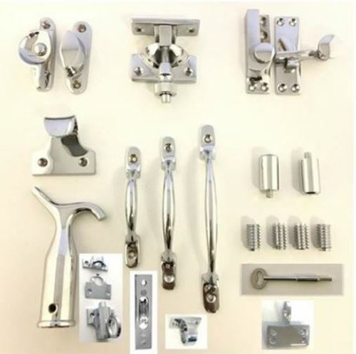 Polished chrome sash window - polished,