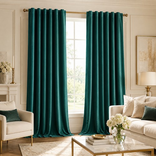 Luxury velvet curtains pair - curtains,