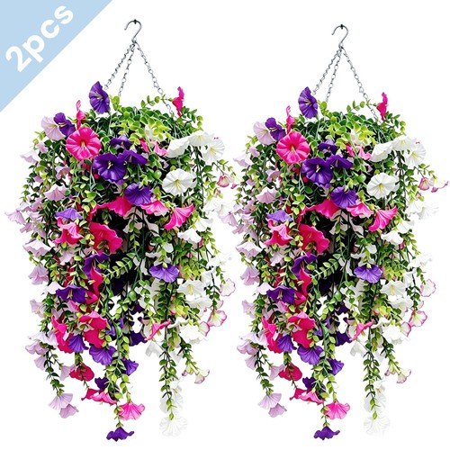 Hanging basket with - with, faux