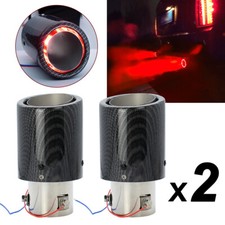 2x Carbon Fiber LED Car Tail Exhaust Pipe Tip Trim Muffler Stainless Steel Tube