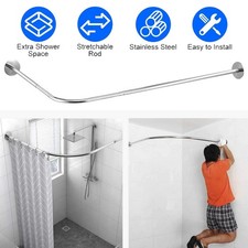 Shower Curtain Rail Pole L Shape Adjustable Corner Shower Rod Shower Curtain Rod