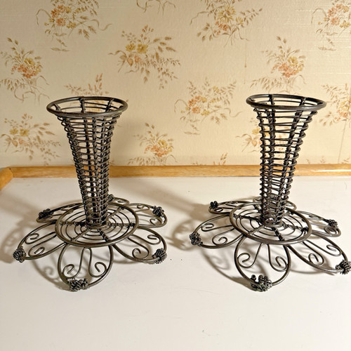Pair vintage wrought iron