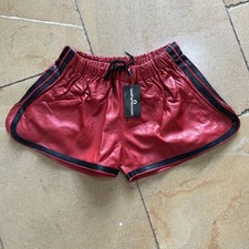 Red Leather Gym Shorts for Men