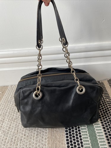 Furla black leather chain - furla,