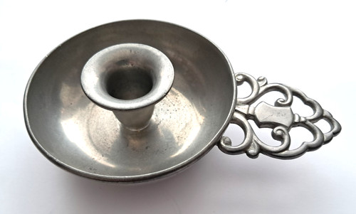 Antique pewter chamberstick - pewter,