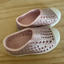 NATIVE Shoes Jefferson Bling Child Kids Glitter Milk Pink Bling Sneakers US C6