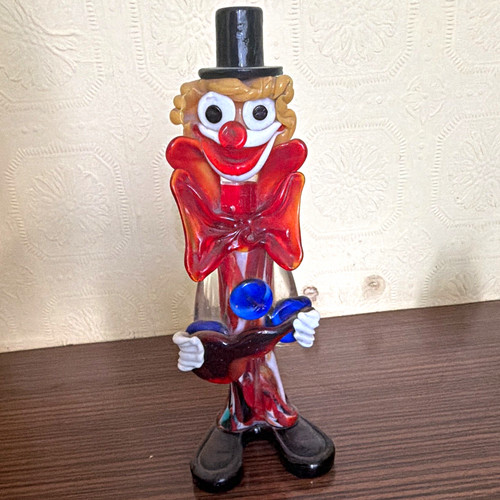 Unmarked glass clown - glass,