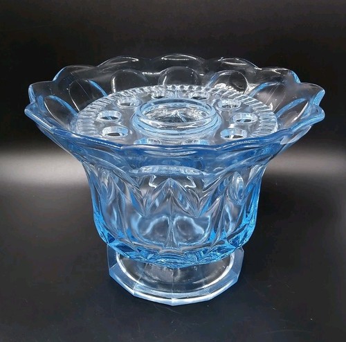 Blue glass flower bowl frog - blue,