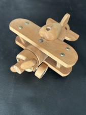 Solid Wooden Bi-Plane Model 7" Aeroplane, Wooden Toy, Natural Wood