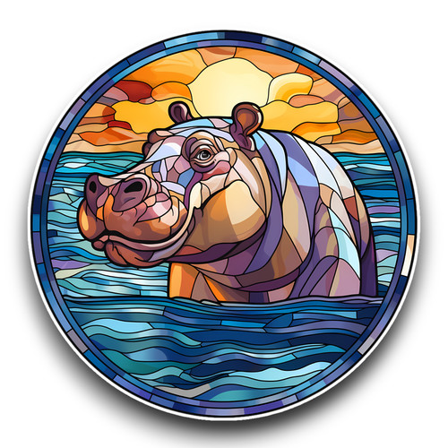 Cute hippo animal stained - cute,