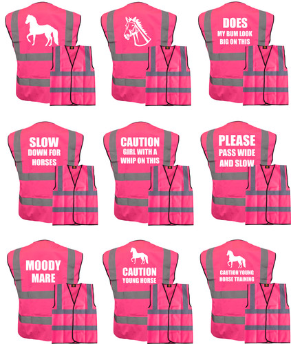 Horse riding vis pink vest - horse,