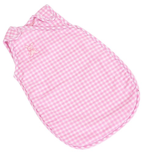 Pink gingham sleeping bag with - sleeping,