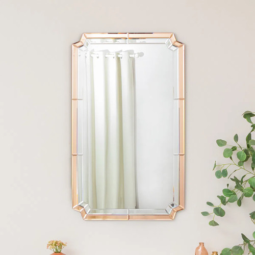 Rectangle pink glass art deco - pink,