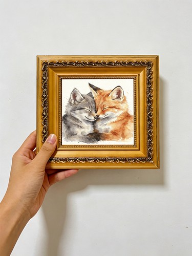 Cat and fox cuddling - and, original
