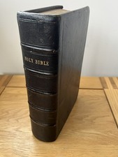 1854 King James Holy Bible Leather Gilt Edges pages Family Register Rare