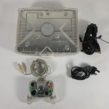 Microsoft Xbox Original Crystal Translucent Console with Controller See Conditio