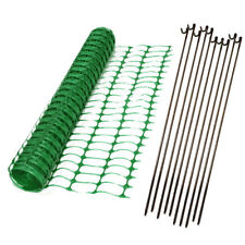 Green Plastic Barrier Mesh 4kg Safety Fence 1m x 50m & 10 Steel Fencing Pins