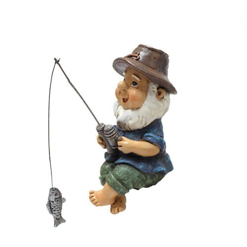 Funny fishing dwarf - fishing, statue