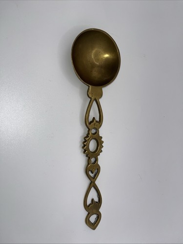 Welsh love spoon brass - spoon, 9”