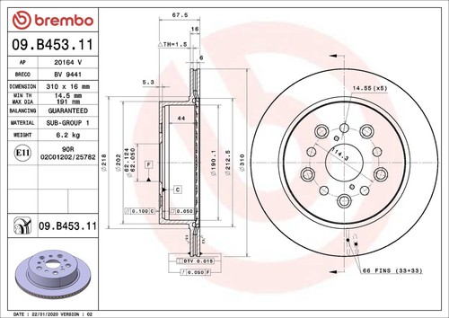 Brake disc brembo b453 11 - brake,
