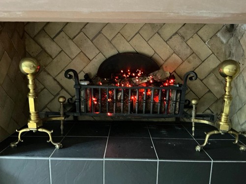 Cast iron with brass finials - cast,