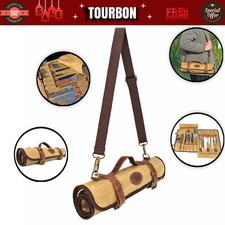 TOURBON Canvas Knives Roll Tools Carry Bag Chef Knife Kits Strap Pack-Clearance