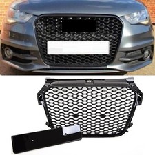 Fits Audi A1 S1 2011-2015 Front Main Grille Gloss Honeycomb RS1 Look Badgeless