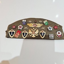 Military soviet garrison cap with pins & badges, Used, Excellent Condition